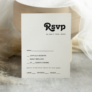Modern Retro Lettering Menu Choice RSVP Card