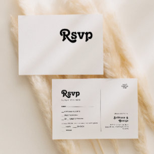 Modern Retro Lettering Menu Choice RSVP Postcard