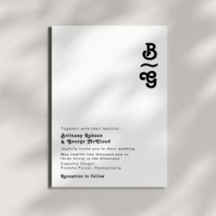 Modern Retro Lettering Monogram Wedding Invitation
