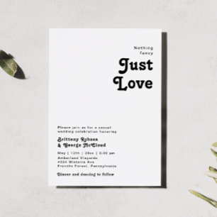 Modern Retro Lettering Nothing Fancy Wedding Invitation