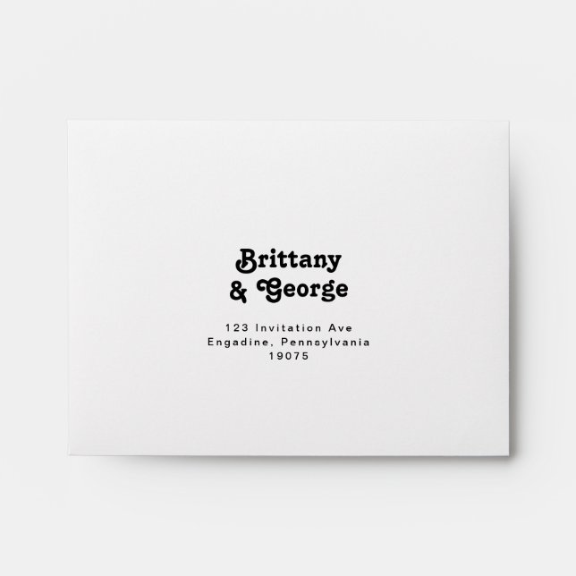 Modern Retro Lettering Self Addressed RSVP Envelop Envelope (Front)
