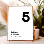 Modern Retro Lettering Table Number<br><div class="desc">This modern retro lettering table number is perfect for your unique, trendy simple vintage bohemian summer wedding. The lettering is a stylish black, chic 70's boho font giving this design classic minimal groovy hippie vibes. You can add your own graphics or pictures if you want to customise it. Please feel...</div>