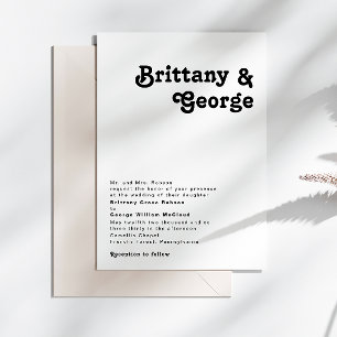 Modern Retro Lettering Traditional Wedding Invitation