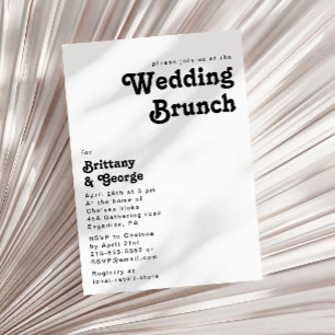 Modern Retro Lettering Wedding Brunch Invitation
