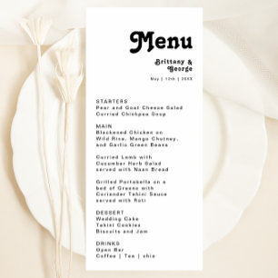 Modern Retro Lettering Wedding Dinner Menu