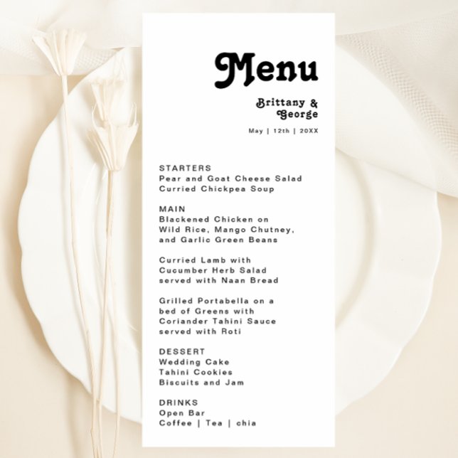 Modern Retro Lettering Wedding Dinner Menu (Creator Uploaded)