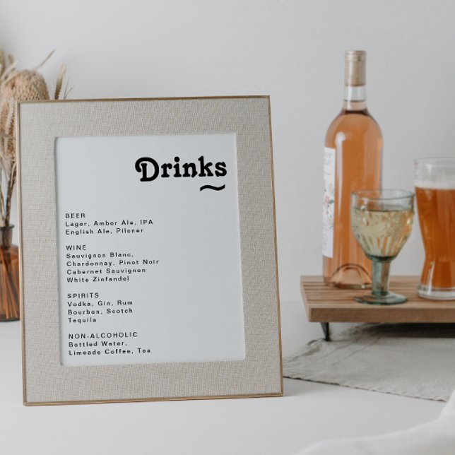 Modern Retro Lettering Wedding Drinks Menu Sign (Creator Uploaded)