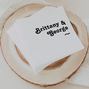 Modern Retro Lettering Wedding Napkins