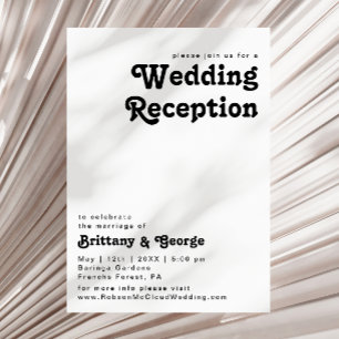 Modern Retro Lettering Wedding Reception Invitatio Invitation