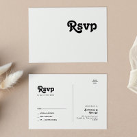 Modern Retro Lettering Wedding RSVP Postcard