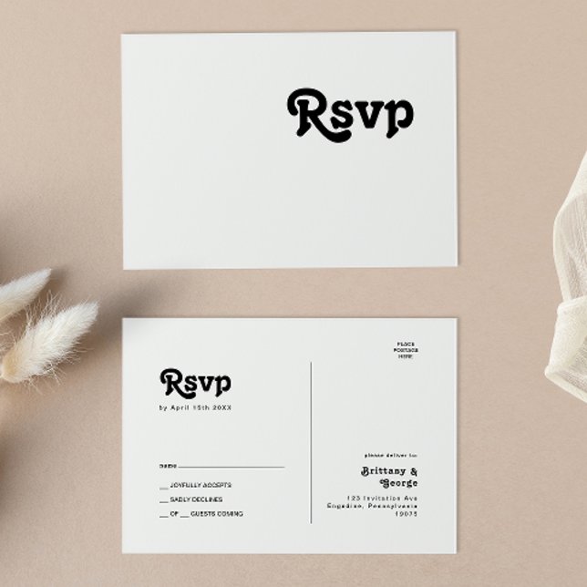 Modern Retro Lettering Wedding RSVP Postcard (Creator Uploaded)