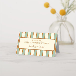 Modern Retro Lime Green Stripe Treat Bag Topper Place Card