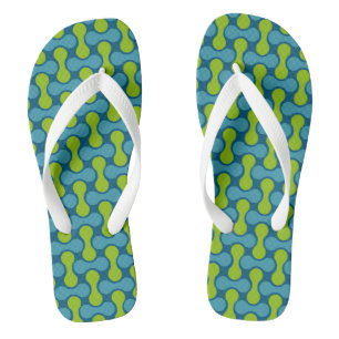 Modern Retro Link Pattern in Blue and Green Jandals