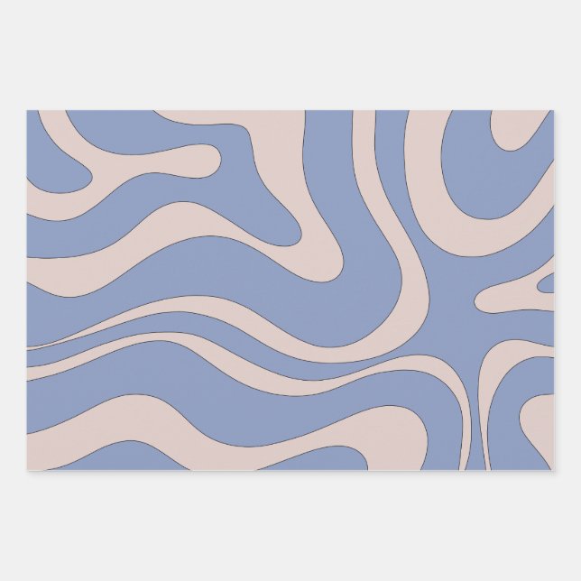 Modern Retro Liquid Swirl Funky Abstract Pattern Wrapping Paper Sheet (Front)