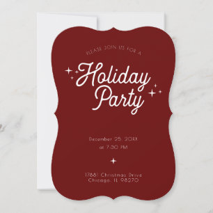 Modern Retro Maroon Red Holiday Party Invitation