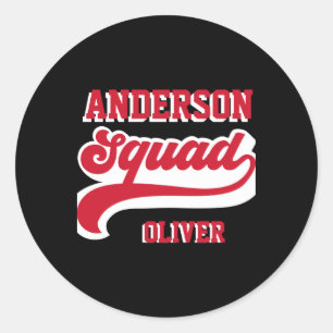 Modern Retro Matching Squad Family Red White T Shi Classic Round Sticker