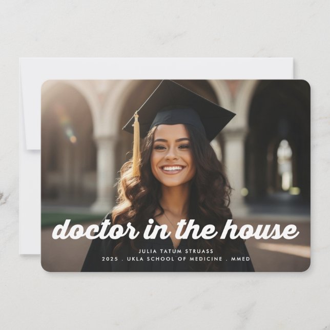 Modern RETRO MEDICAL DOCTOR 2 Photo graduation Announcement (Front)