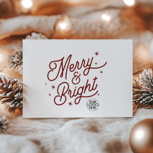 Modern Retro Merry and Bright Stars Business Logo Holiday Card