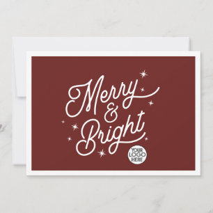 Modern Retro Merry and Bright Stars Business Logo Holiday Card