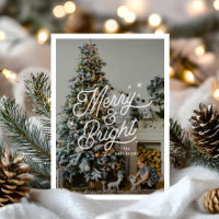 Modern Retro Merry and Bright Stars Family Photo