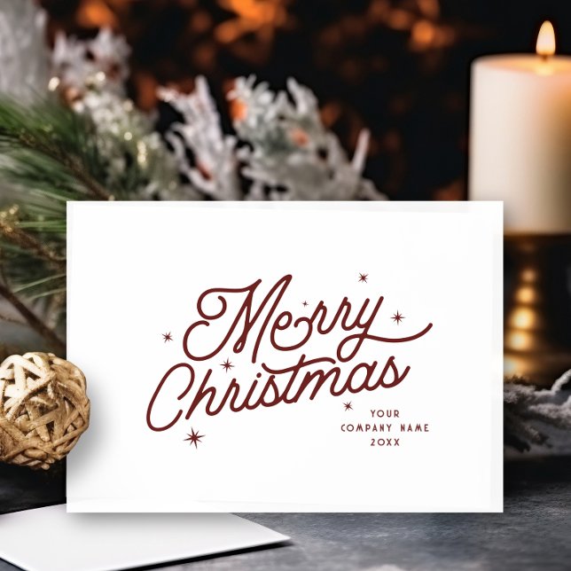 Modern Retro Merry Christmas Business Name | Red  Holiday Card (Creator Uploaded)