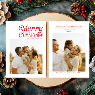 Modern Retro Merry Christmas Photo Holiday Card
