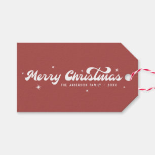 Modern Retro Merry Christmas Snowflakes Stars Gift Tags