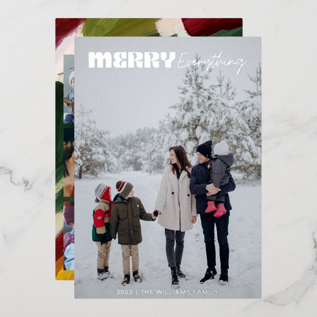 Modern Retro Merry Everything Christmas 5 photo (Front/Back)