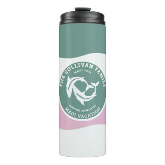 Modern Retro Miami Sage Lilac Shark Family Thermal Tumbler