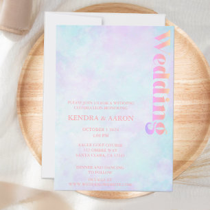 Modern Retro Minimalist Pastel Wedding Invitation