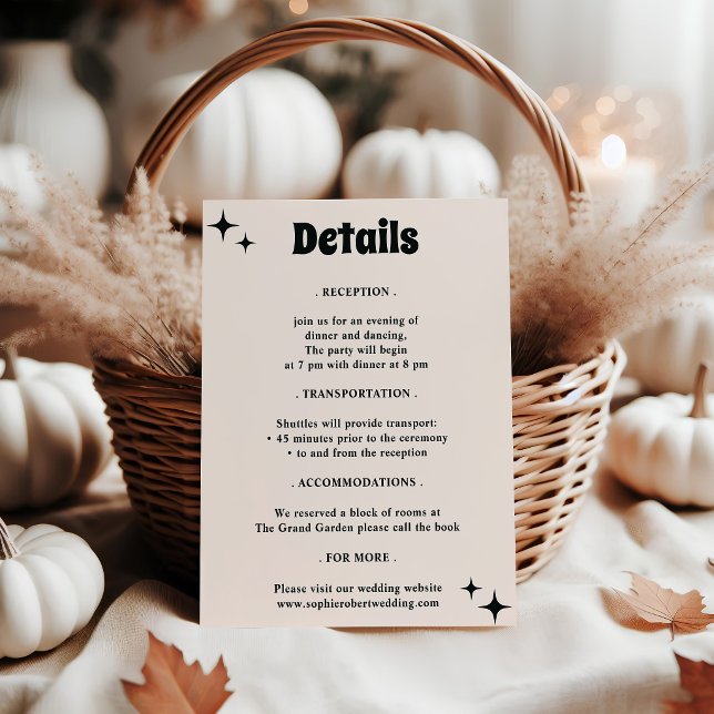 Modern Retro Minimalist Wedding Details Enclosure Card (Creator Uploaded)