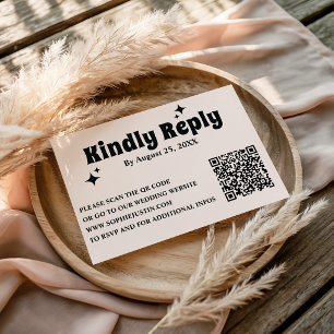 Modern Retro Minimalist Wedding RSVP Card