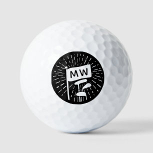 Modern Retro Monogram Initials Golf Clubs Balls