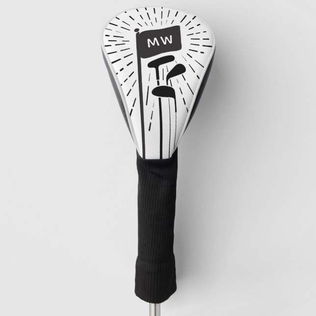 Modern Retro Monogram Initials Golf Clubs Head Cover (Front)
