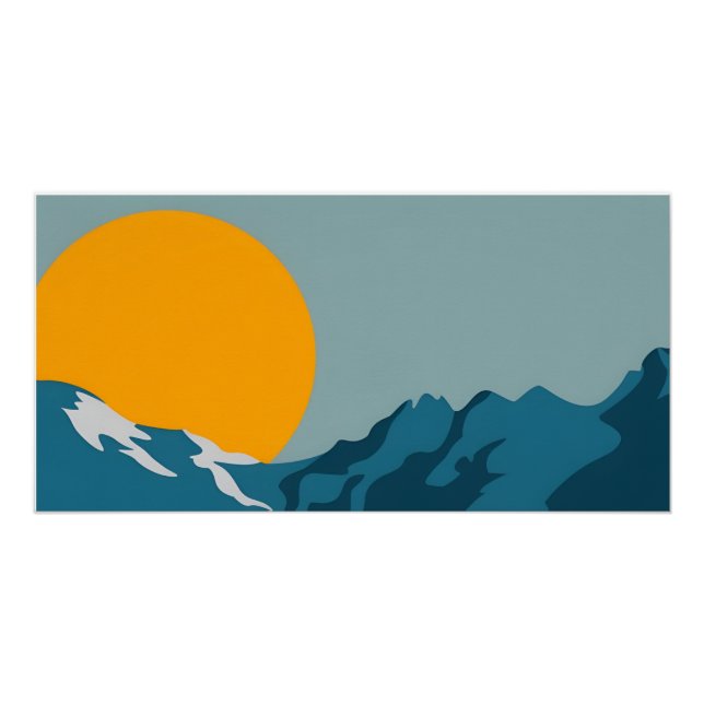 Modern Retro Mountain Landscape – Vibrant   Poster (Front)