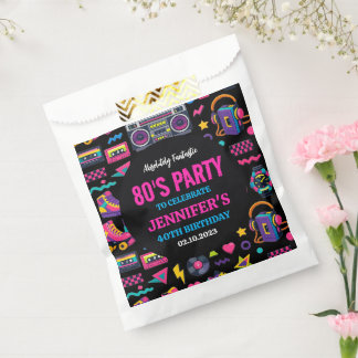 Modern Retro Neon 80’s Birthday Party for Adults Favour Bags