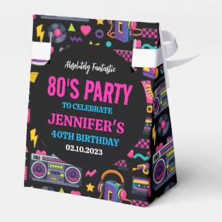 Modern Retro Neon 80’s Birthday Party for Adults Favour Box