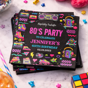 Modern Retro Neon 80’s Birthday Party for Adults Napkin