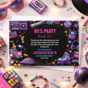 Modern Retro Neon 80’s Birthday Party for Adults Thank You Card