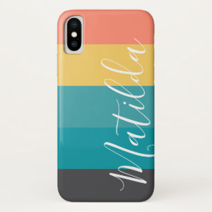 Modern Retro Ombre Stripe Personalized Name Case-Mate iPhone Case