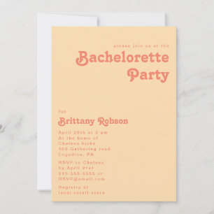 Modern Retro Orange Cream Bachelorette Party Invitation