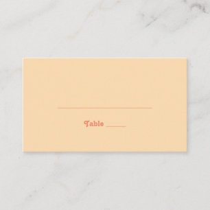 Modern Retro Orange Cream Flat Wedding Place Card