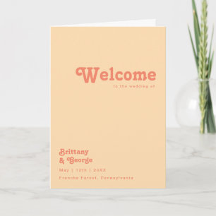 Modern Retro Orange Cream Folded Wedding Program Programme