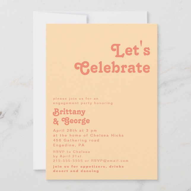 Modern Retro | Orange Cream Let's Celebrate Invitation (Front)