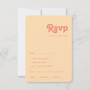 Modern Retro   Orange Cream Menu Choice RSVP Card