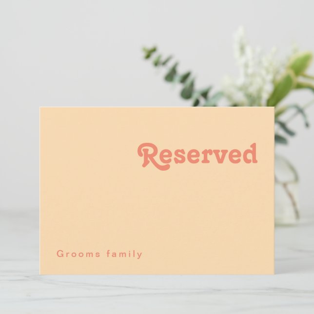 Modern Retro | Orange Cream Reserved Sign (Standing Front)