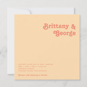 Modern Retro   Orange Cream Square Wedding Invitation