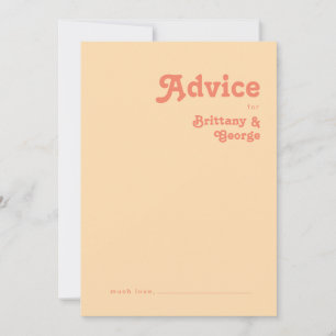 Modern Retro Orange Cream Wedding Advice Card