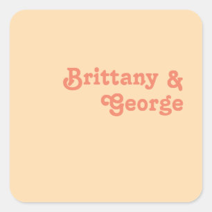 Modern Retro Orange Cream Wedding Envelope Seals