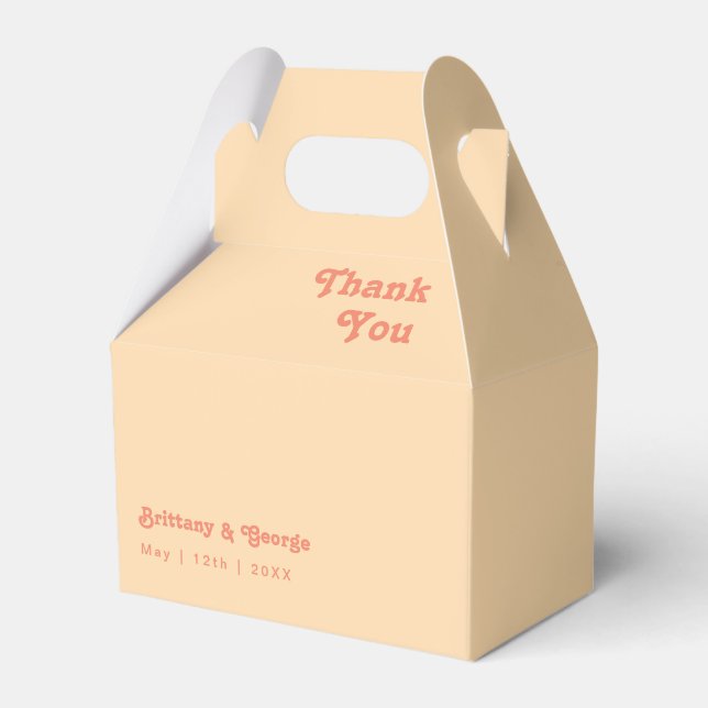 Modern Retro | Orange Cream Wedding Favour Box (Front Side)